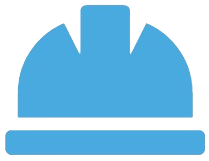 Blue hard hat icon for the skilled concrete crew at Durham Concrete