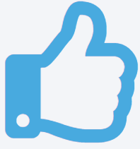 Blue thumbs up icon for happy Durham concrete customers